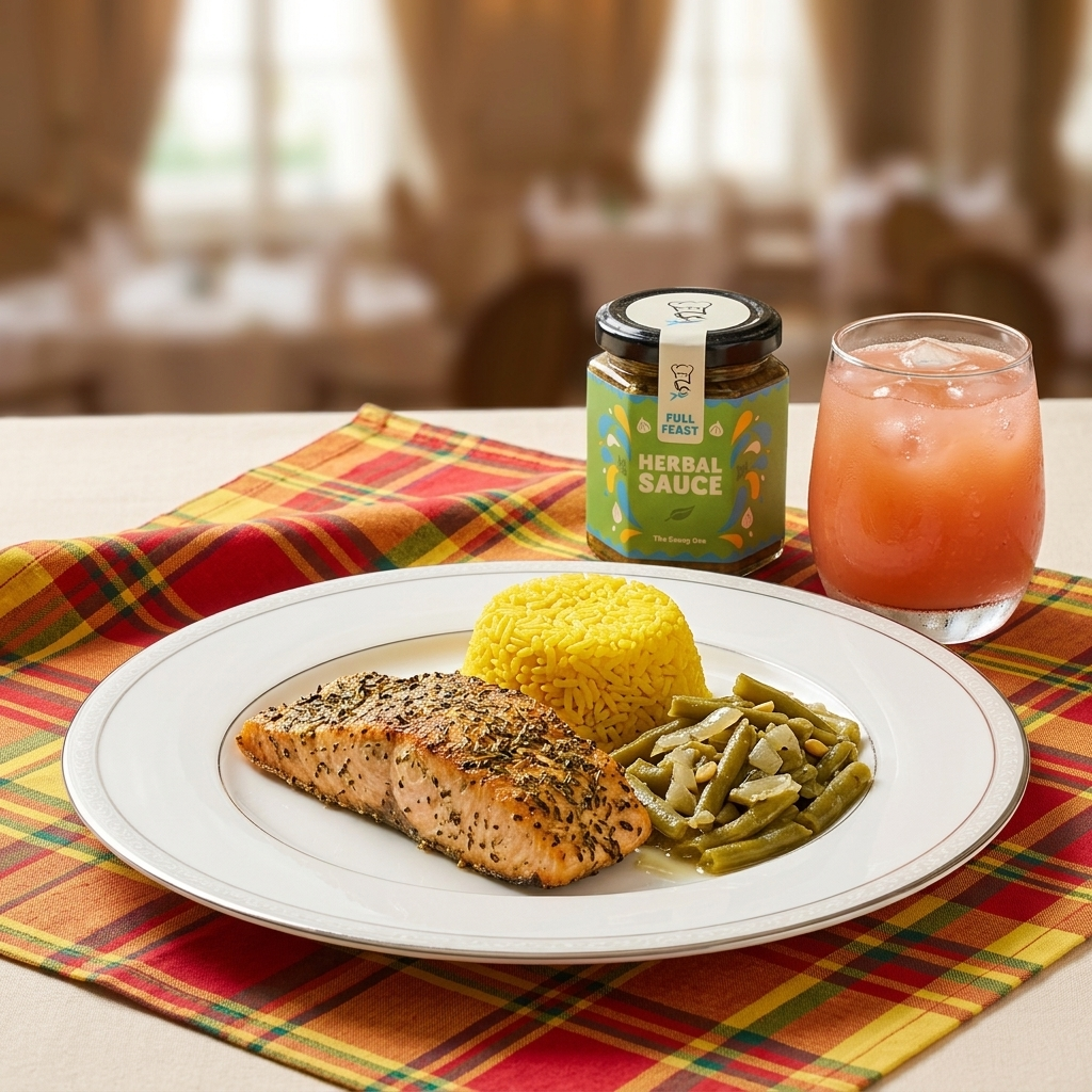 Creamy Herbal Salmon, Turmeric Rice & Green Beans: A 30-Minute Family Dinner