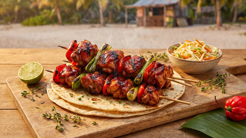 Caribbean Chicken Kebabs: Fire, Smoke and a Warm Flatbread