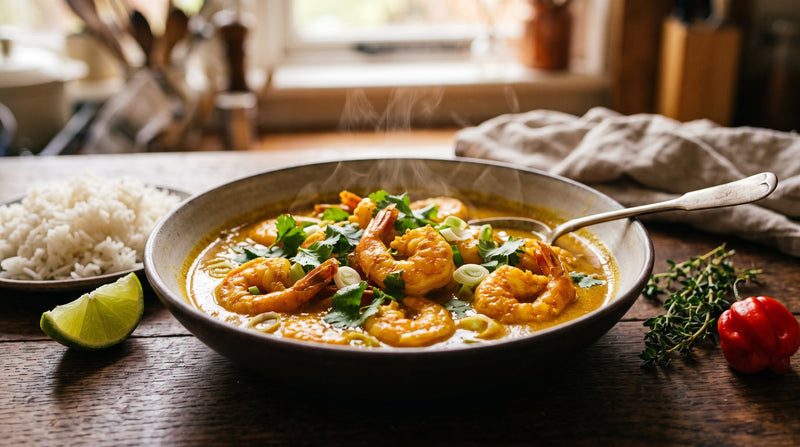 Caribbean Prawn Curry: Coconut, Sweet Pepper, and a Soft Sunday Heat