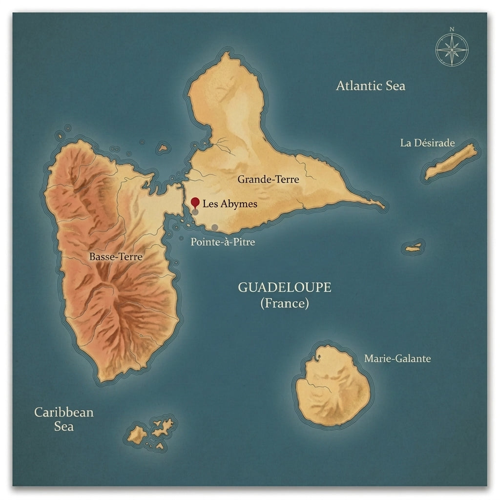 Map of Guadeloupe, French Caribbean island